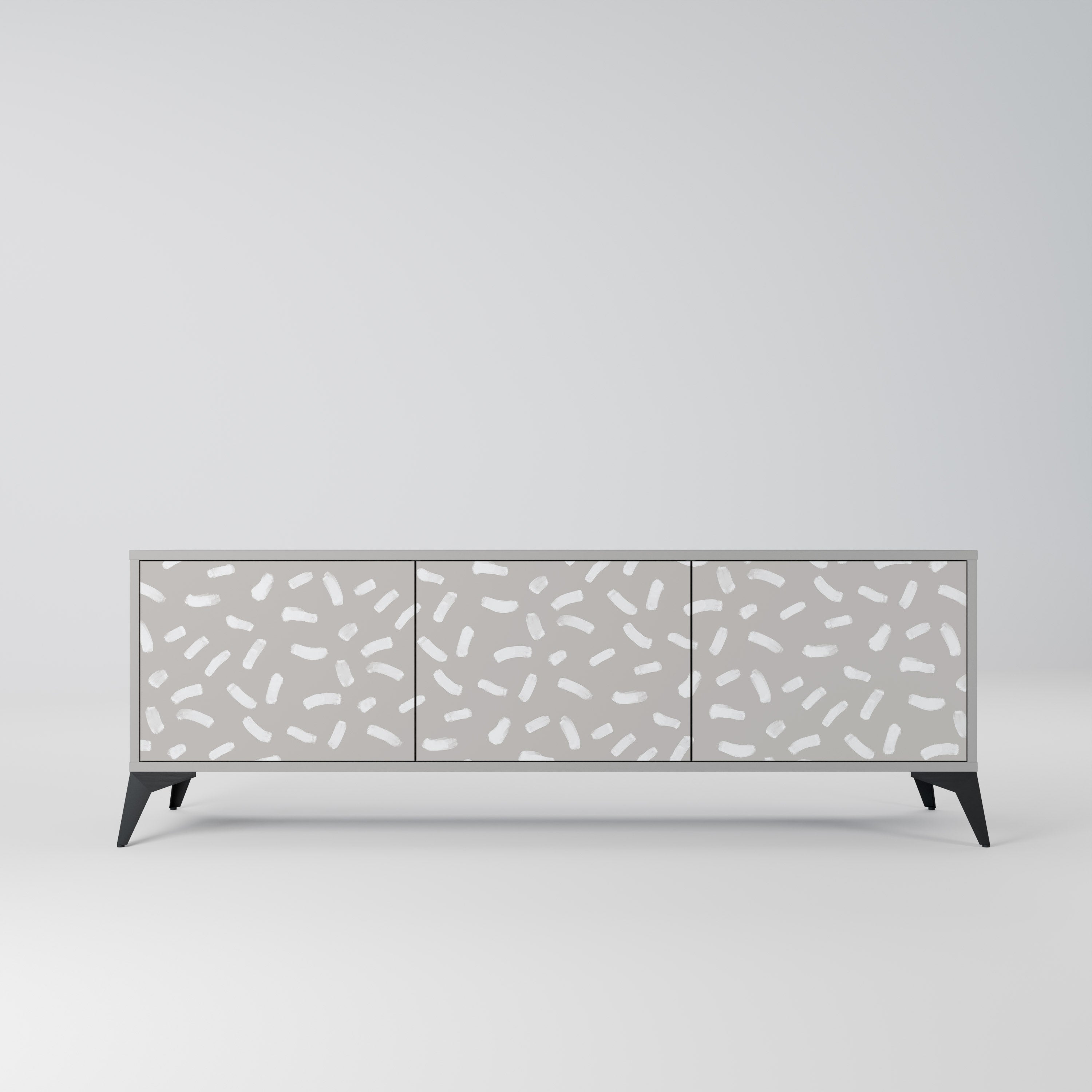 PASSING SECONDS 3-Door TV Stand in Grey Finish