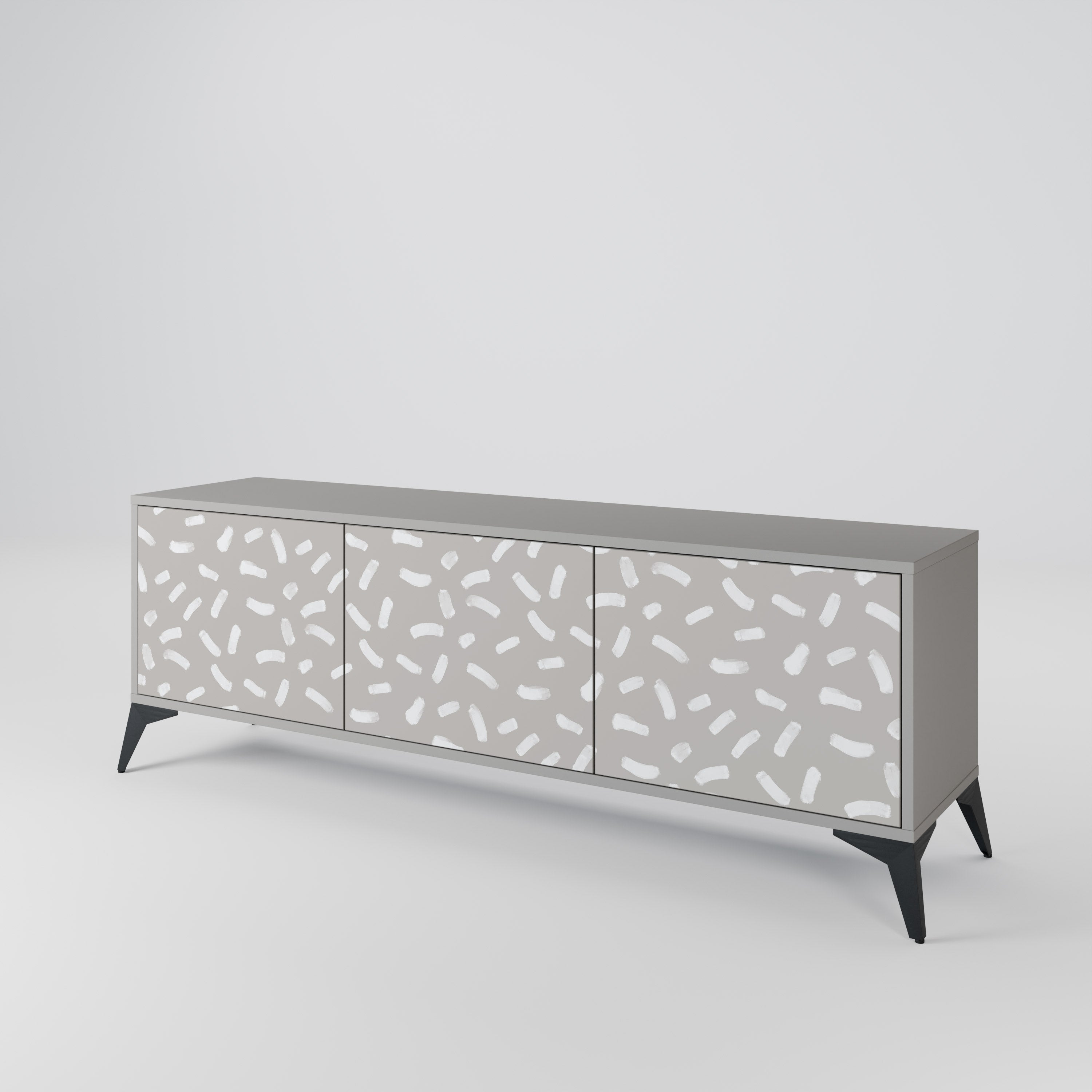 PASSING SECONDS 3-Door TV Stand in Grey Finish