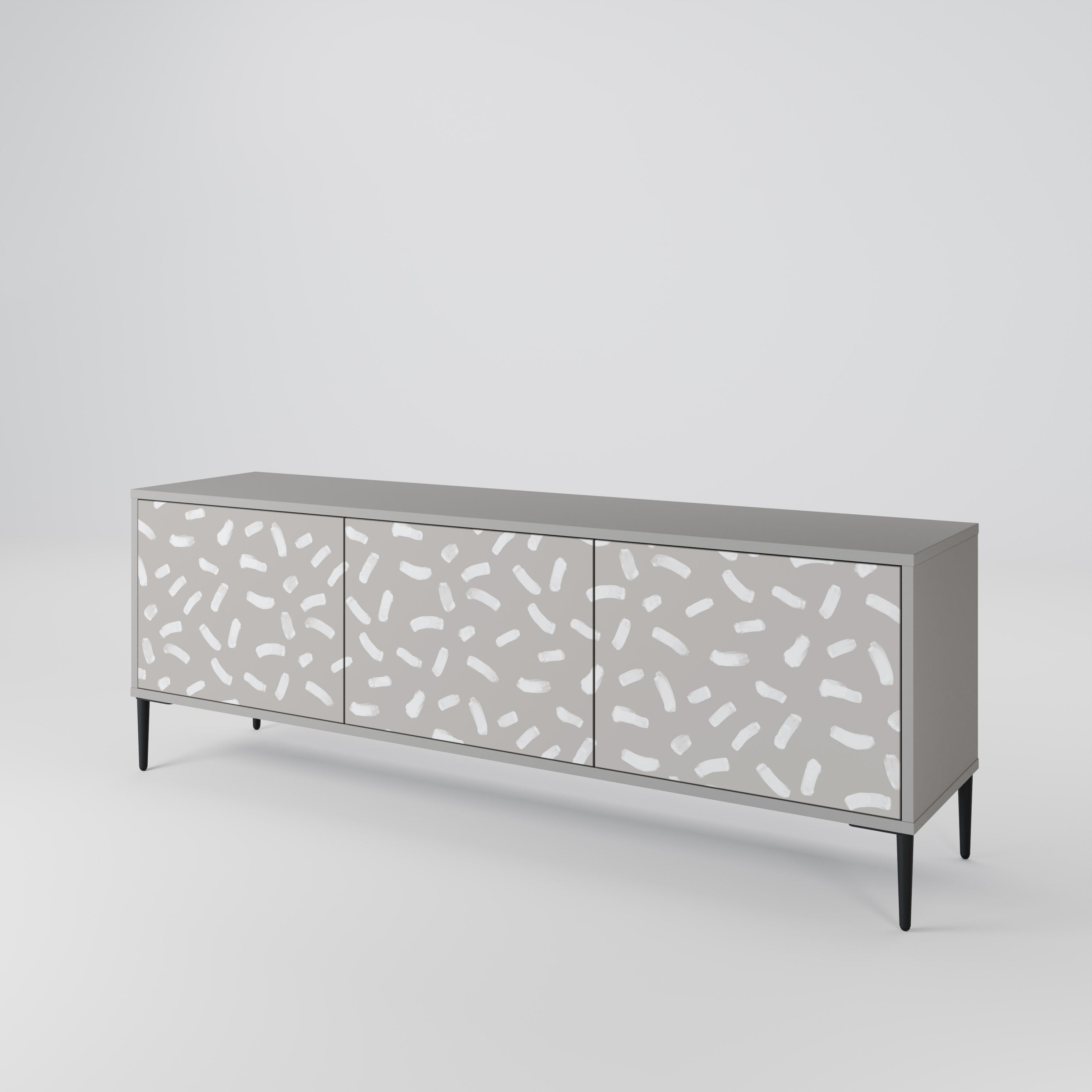 PASSING SECONDS 3-Door TV Stand in Grey Finish