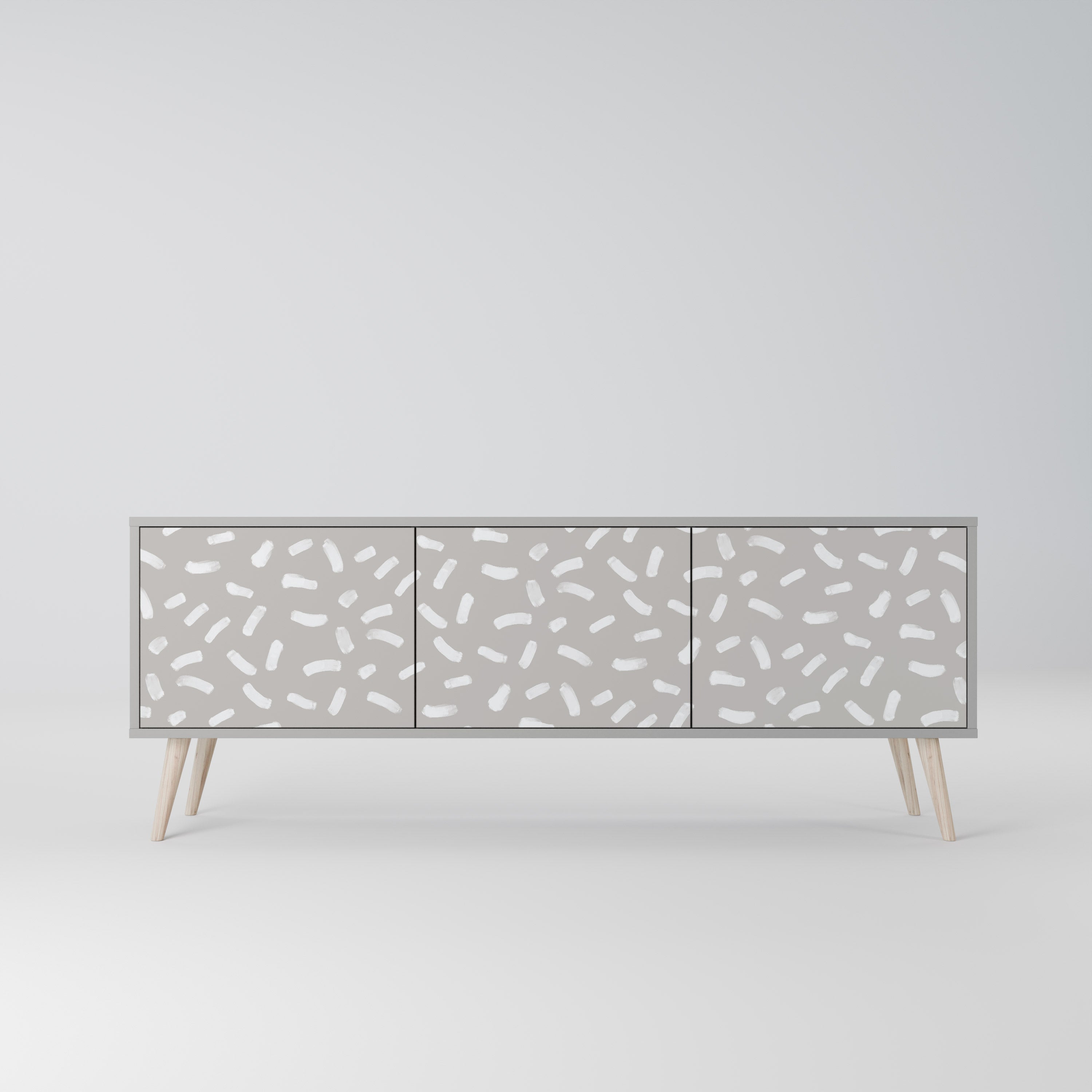 PASSING SECONDS 3-Door TV Stand in Grey Finish