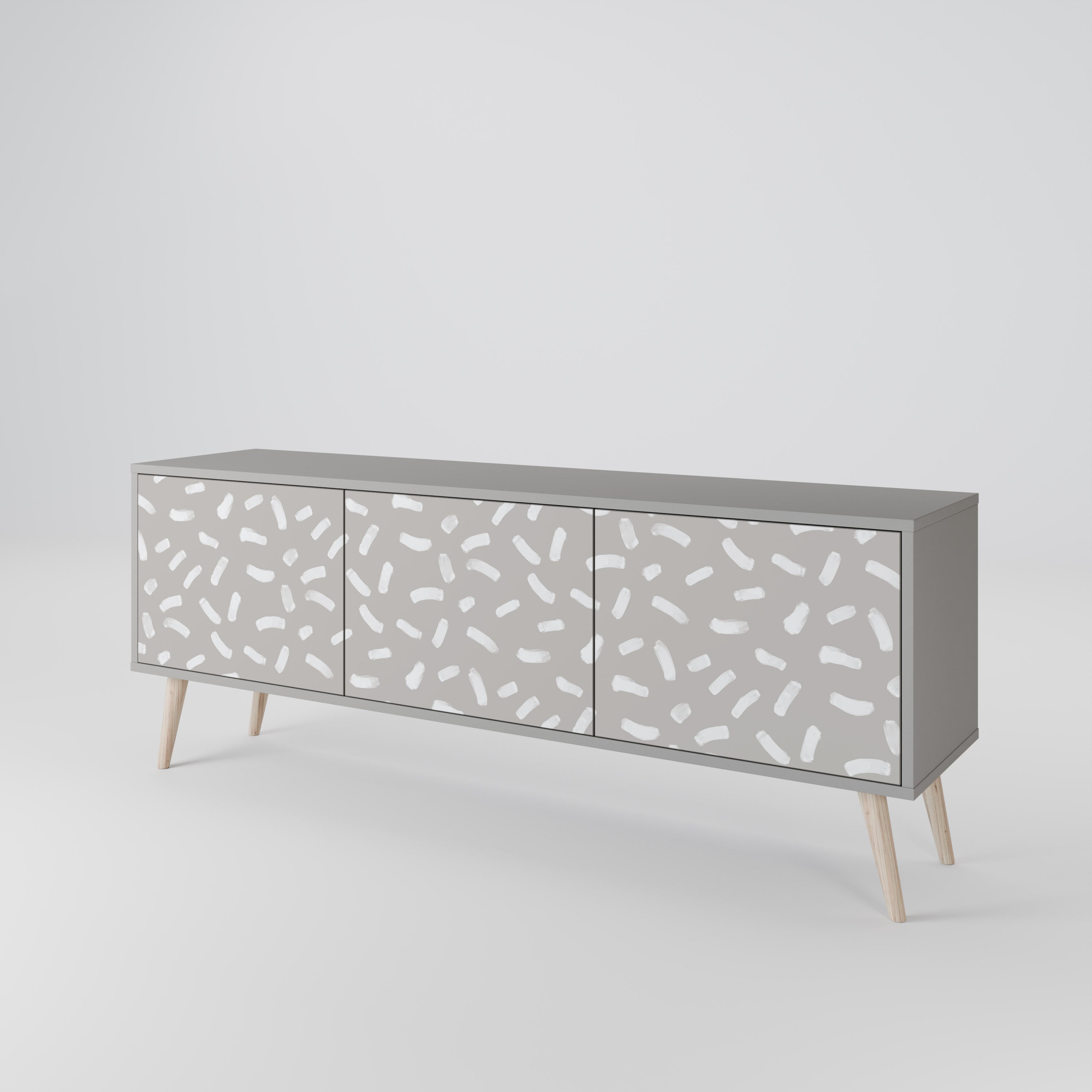 PASSING SECONDS 3-Door TV Stand in Grey Finish