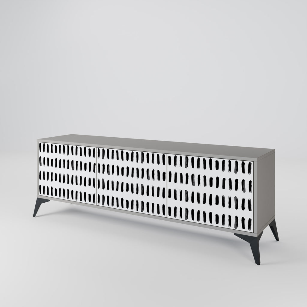 NIGHTY MELODIES 3-Door TV Stand in Grey Finish