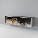 MARBLE OF TOMMORROW 3-Door TV Stand in Grey Finish