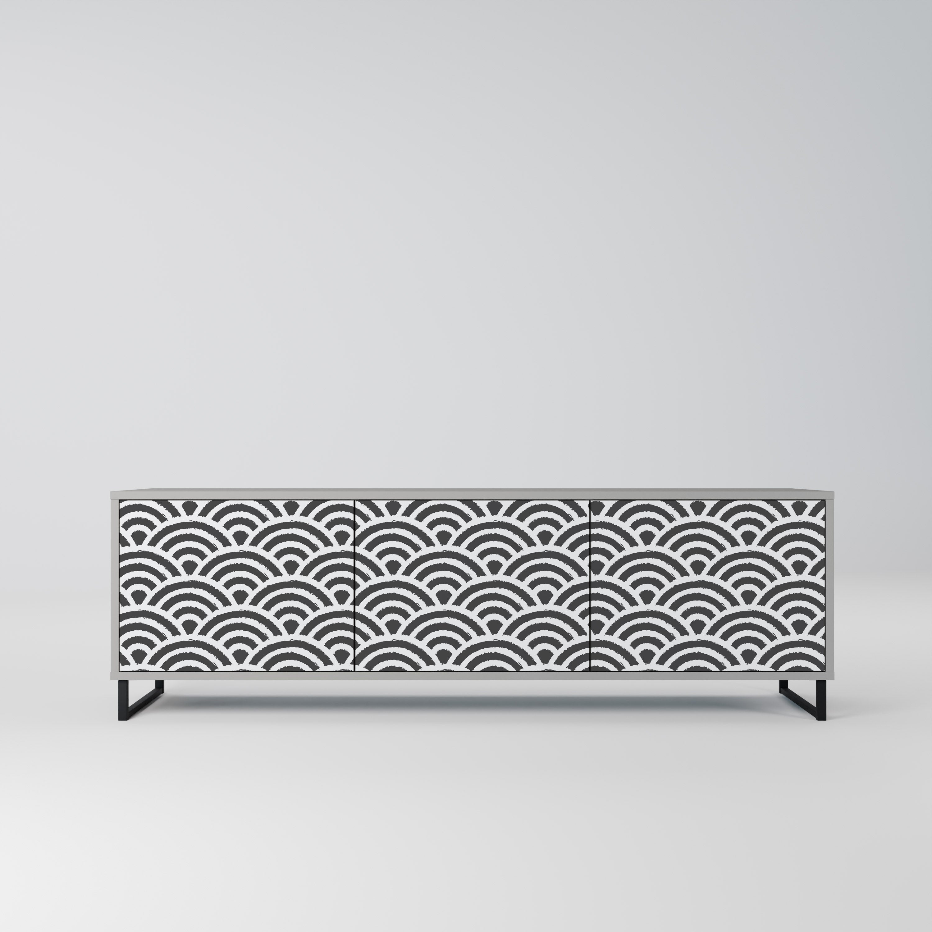 GLOOMY HOST 3-Door TV Stand in Grey Finish