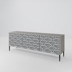 GLOOMY HOST Mueble de TV de 3 Puertas en Acabado Gris