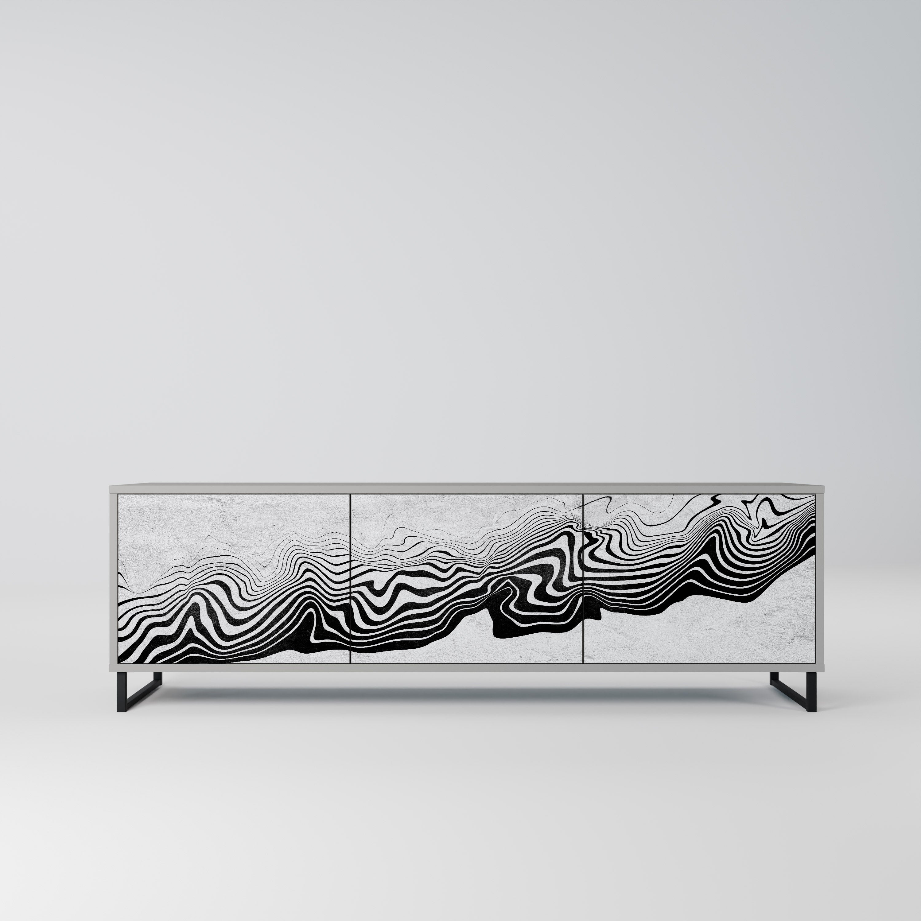 MONOCHROME MIRAGE 3-Door TV Stand in Grey Finish