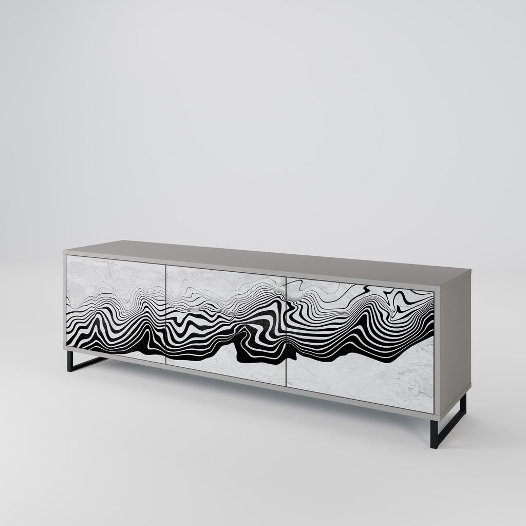 MONOCHROME MIRAGE 3-Door TV Stand in Grey Finish