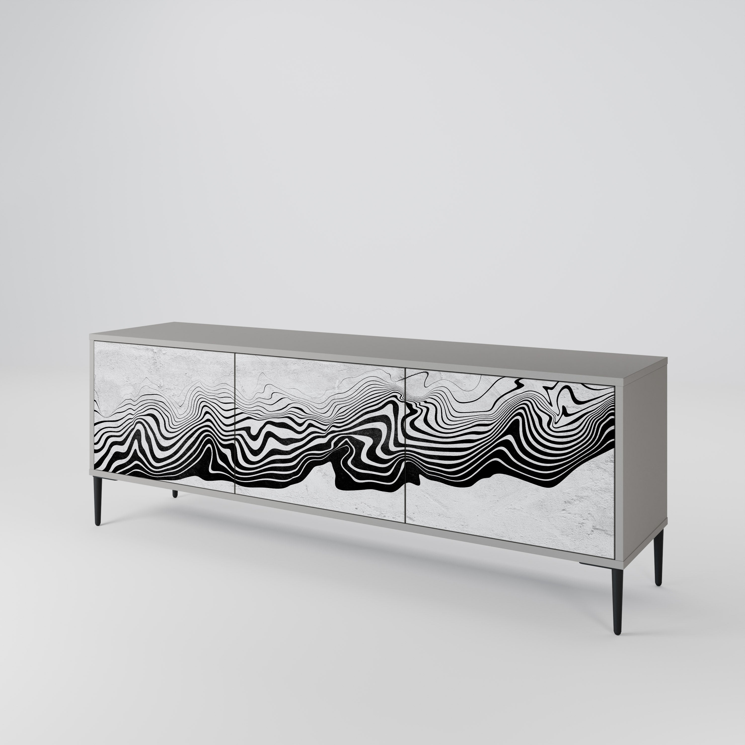 MONOCHROME MIRAGE 3-Door TV Stand in Grey Finish