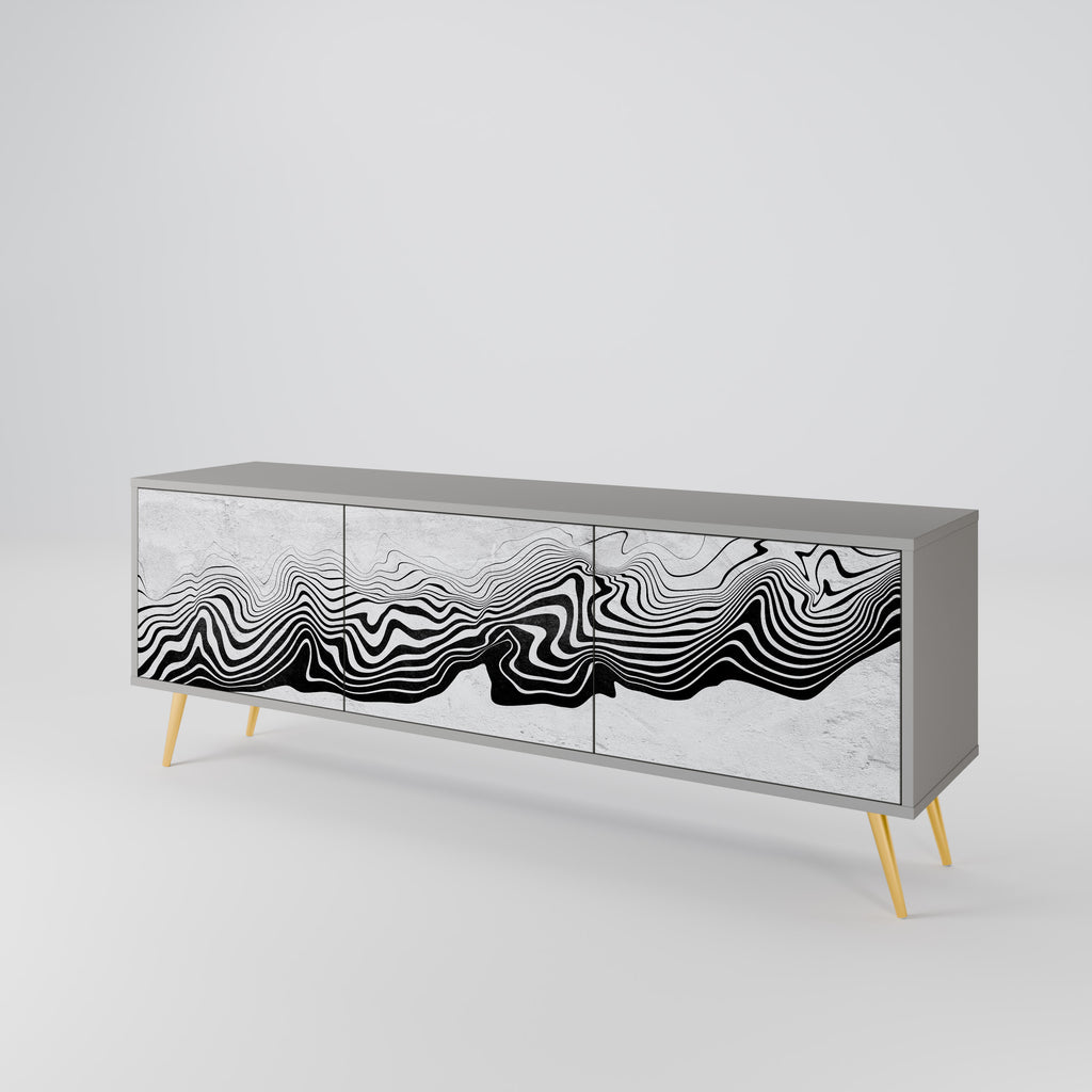 MONOCHROME MIRAGE 3-Door TV Stand in Grey Finish