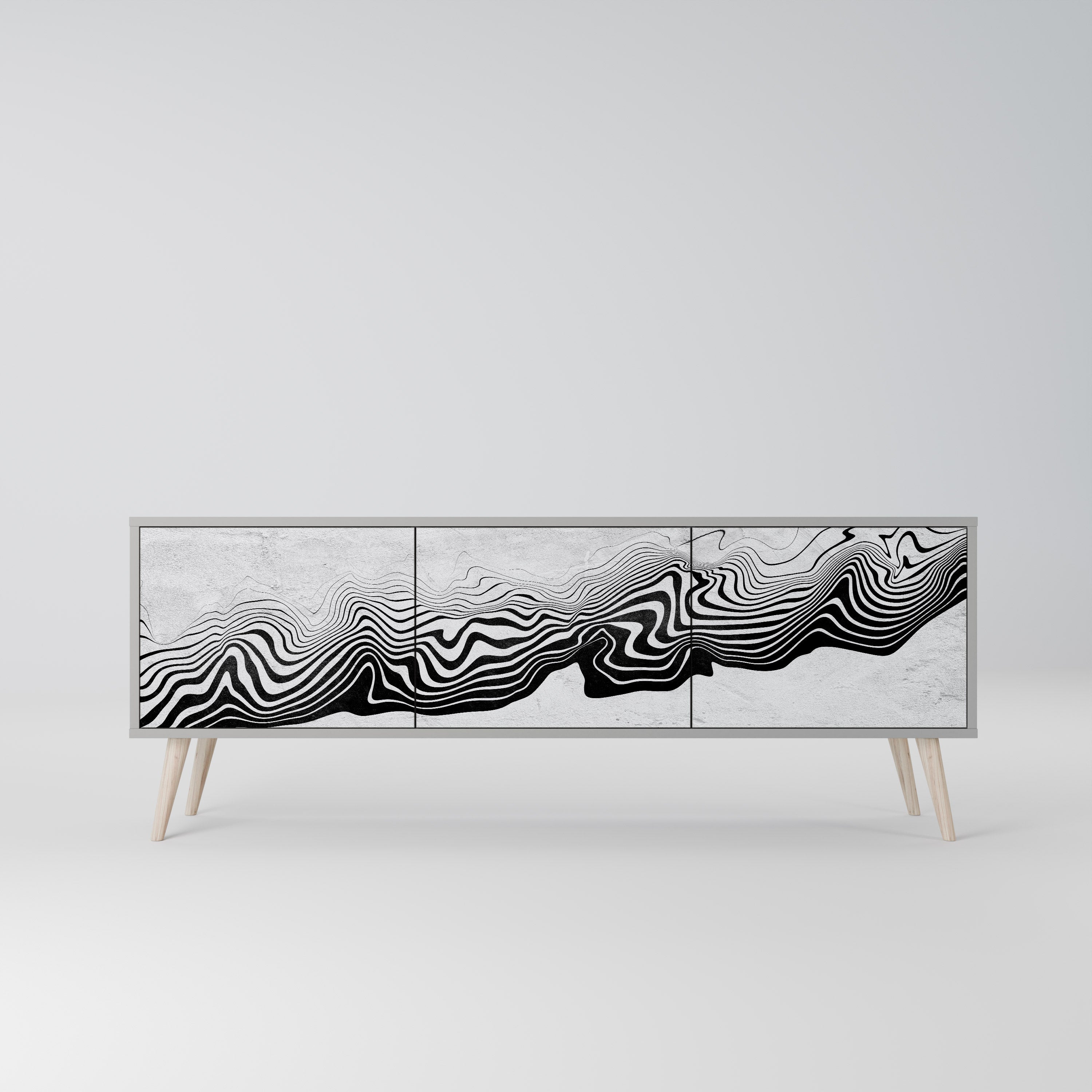 MONOCHROME MIRAGE 3-Door TV Stand in Grey Finish