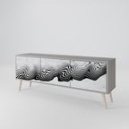 MONOCHROME MIRAGE Mueble de TV de 3 Puertas en Acabado Gris