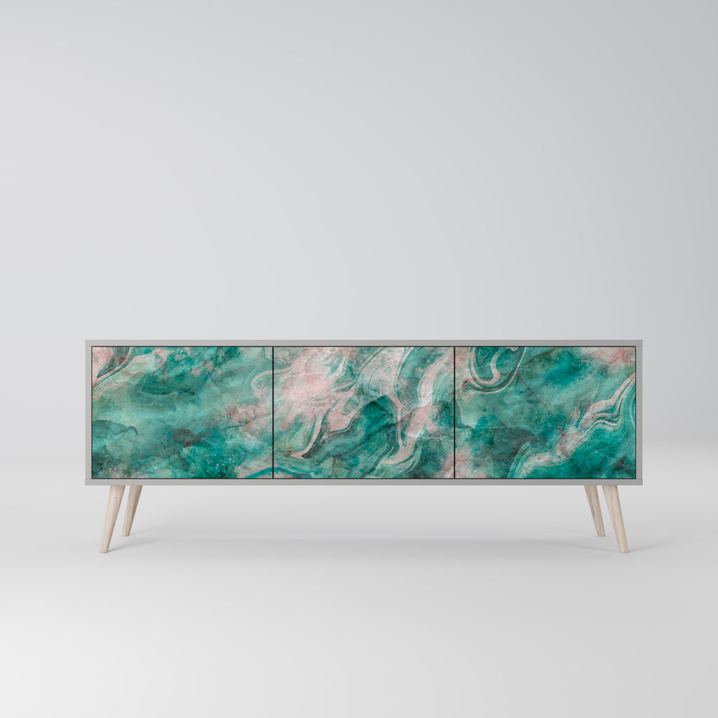 ABSTRACT ALCHEMY 3-Door TV Stand in Grey Finish