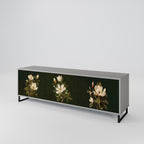 FLORAL NOIR 3-Door TV Stand in Grey Finish