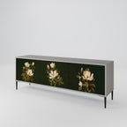 FLORAL NOIR 3-Door TV Stand in Grey Finish