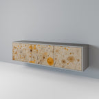 MORNING GLADE Mueble de TV de 3 Puertas en Acabado Gris