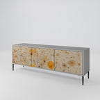 MORNING GLADE Mueble de TV de 3 Puertas en Acabado Gris