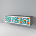 BE THE CHANGE Mueble de TV de 3 Puertas en Acabado Gris