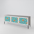 BE THE CHANGE Mueble de TV de 3 Puertas en Acabado Gris