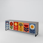 SCANDIC FLOWERET 3-Door TV Stand in Grey Finish