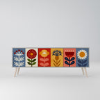 SCANDIC FLOWERET 3-Door TV Stand in Grey Finish