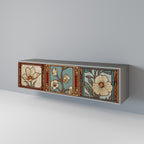 TIMELESS FLORA 3-Door TV Stand in Grey Finish