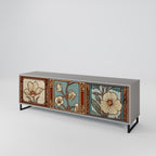 TIMELESS FLORA 3-Door TV Stand in Grey Finish