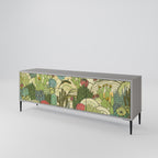 SUCCULENTS KALEIDOSCOPE 3-Door TV Stand in Grey Finish