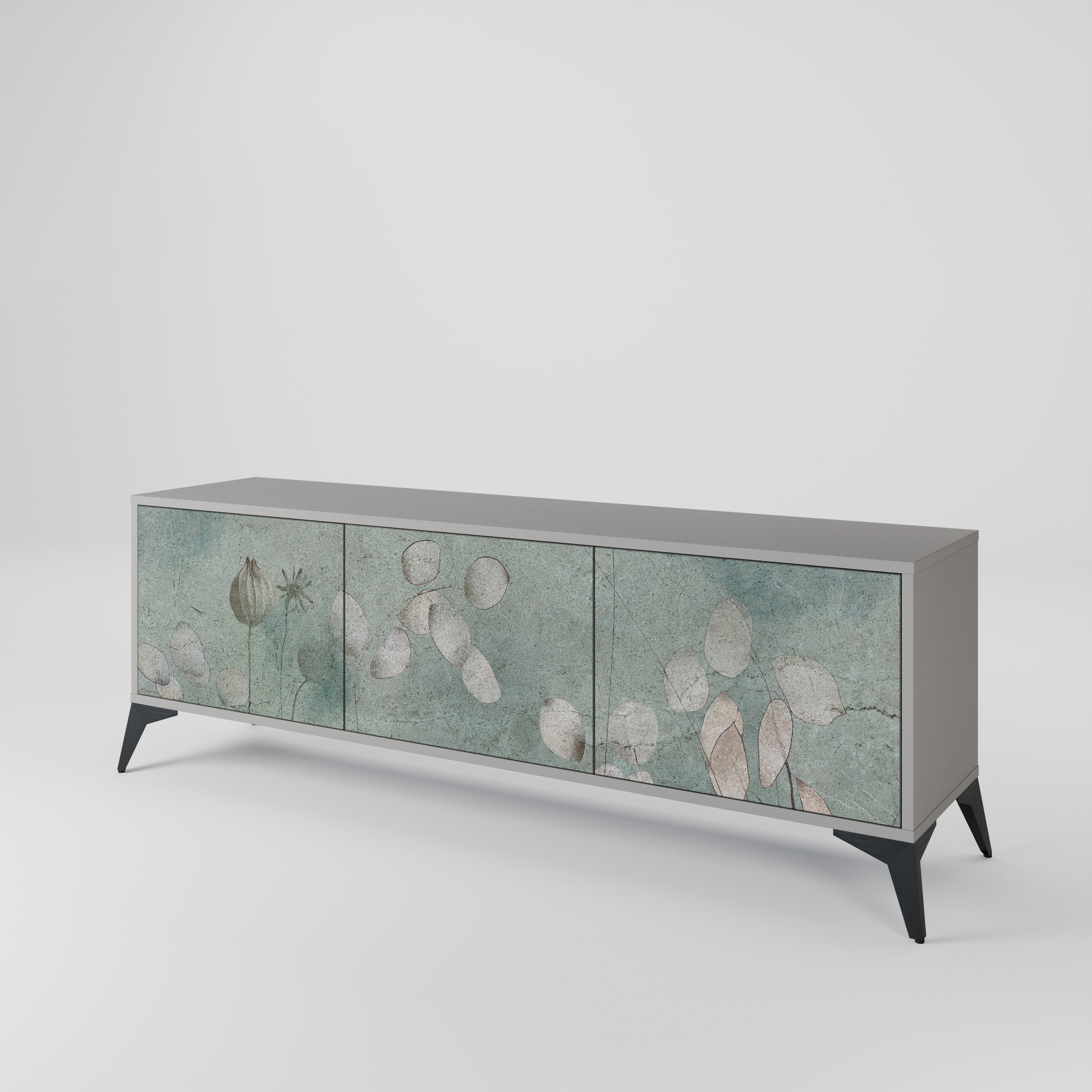 NIGHT LADY 3-Door TV Stand in Grey Finish
