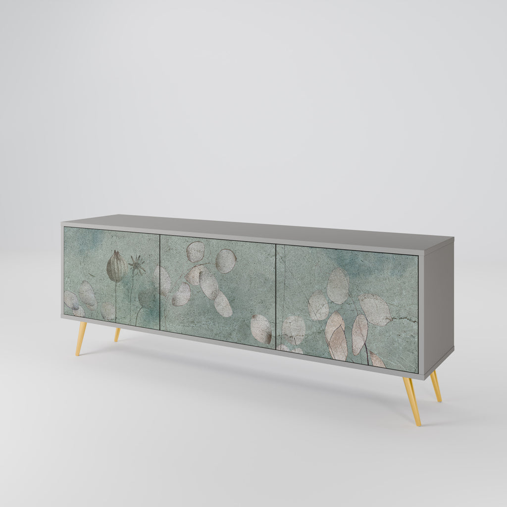 NIGHT LADY 3-Door TV Stand in Grey Finish