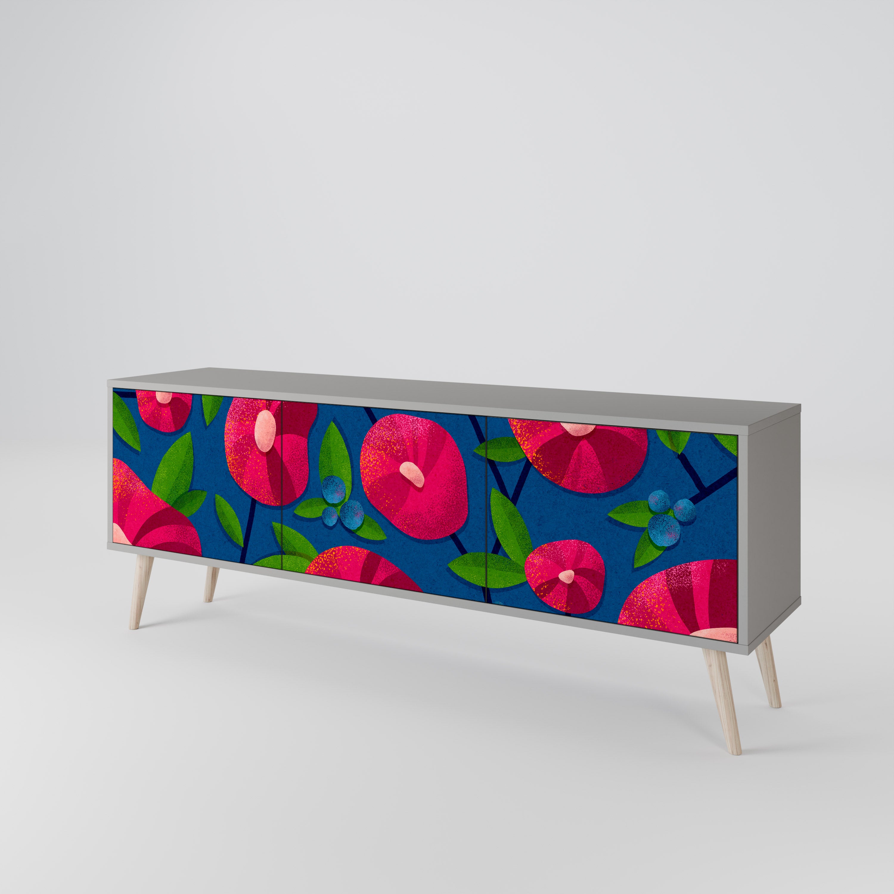 SPRING THOUGHTS 3-Door TV Stand in Grey Finish