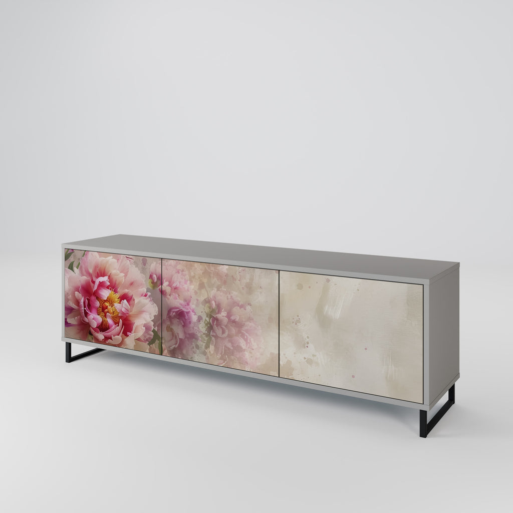 PEONY WHISPER 3-Door TV Stand in Grey Finish