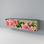 FRAGILE BEAUTY Mueble de TV de 3 Puertas en Acabado Gris