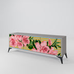 FRAGILE BEAUTY Mueble de TV de 3 Puertas en Acabado Gris