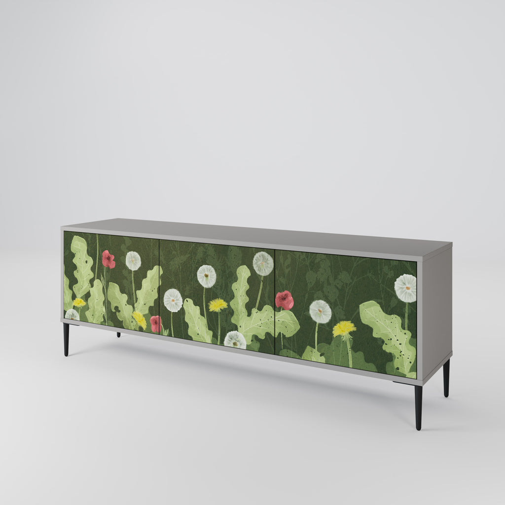 DANDELION AMUSE 3-Door TV Stand in Grey Finish