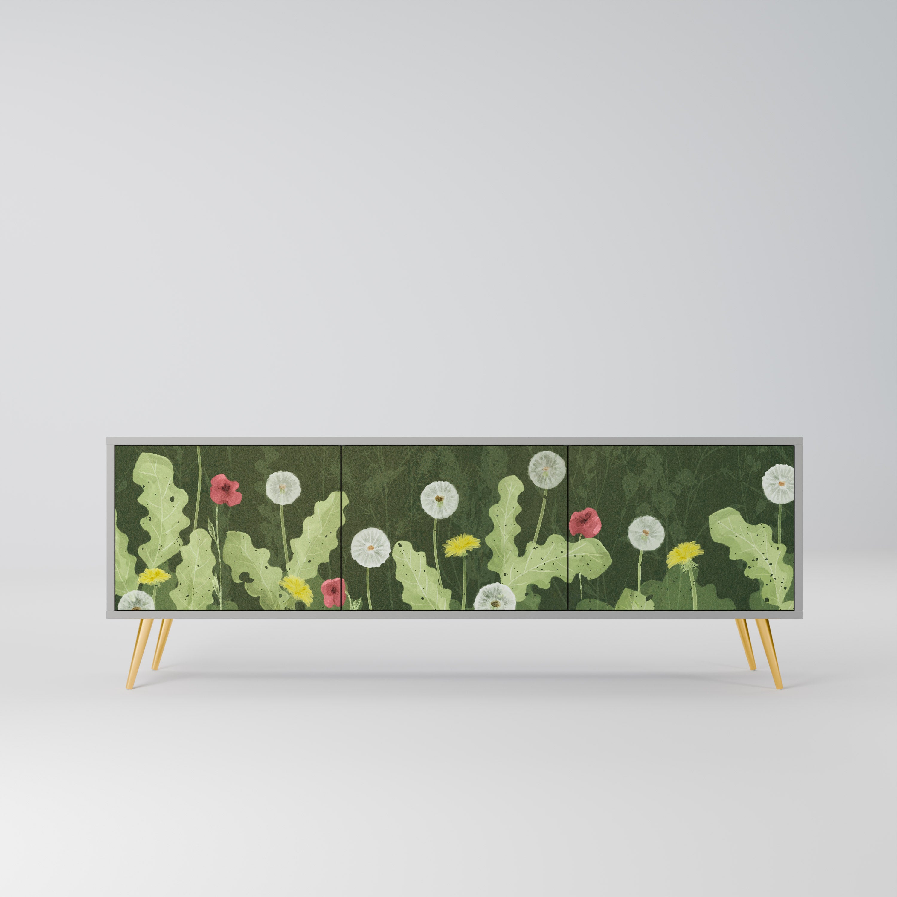 DANDELION AMUSE 3-Door TV Stand in Grey Finish