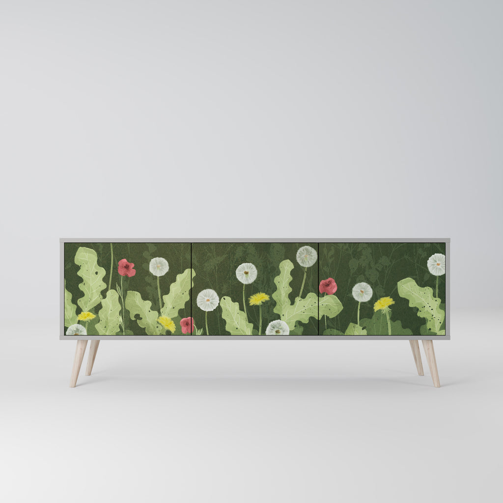 DANDELION AMUSE 3-Door TV Stand in Grey Finish