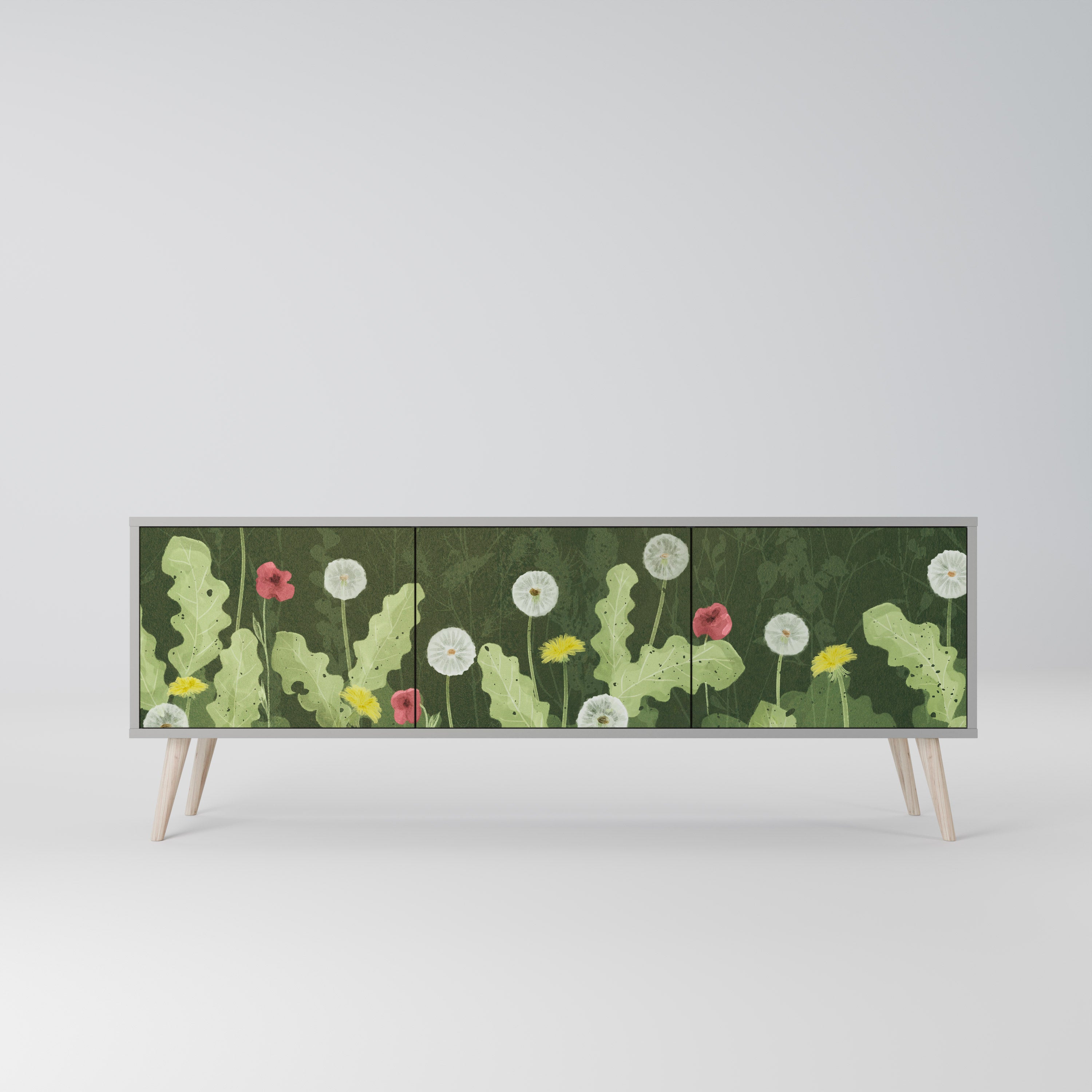 DANDELION AMUSE 3-Door TV Stand in Grey Finish