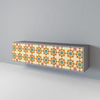 FLORAL DECOR Mueble de TV de 3 Puertas en Acabado Gris