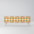 FLORAL DECOR Mueble de TV de 3 Puertas en Acabado Gris