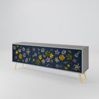 FLOWERS ON NAVY BLUE Mueble de TV de 3 Puertas en Acabado Gris