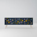 FLOWERS ON NAVY BLUE Mueble de TV de 3 Puertas en Acabado Gris