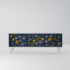FLOWERS ON NAVY BLUE Mueble de TV de 3 Puertas en Acabado Gris