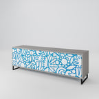 BLOOMY MORNING Mueble de TV de 3 Puertas en Acabado Gris