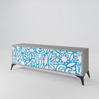 BLOOMY MORNING Mueble de TV de 3 Puertas en Acabado Gris