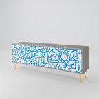 BLOOMY MORNING Mueble de TV de 3 Puertas en Acabado Gris