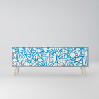 BLOOMY MORNING Mueble de TV de 3 Puertas en Acabado Gris