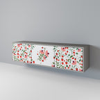 FLOWERS AND STRAWBERRIES Mueble de TV de 3 Puertas en Acabado Gris