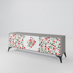 FLOWERS AND STRAWBERRIES Mueble de TV de 3 Puertas en Acabado Gris