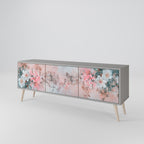 CHERRY BLOSSOM 3-Door TV Stand in Grey Finish