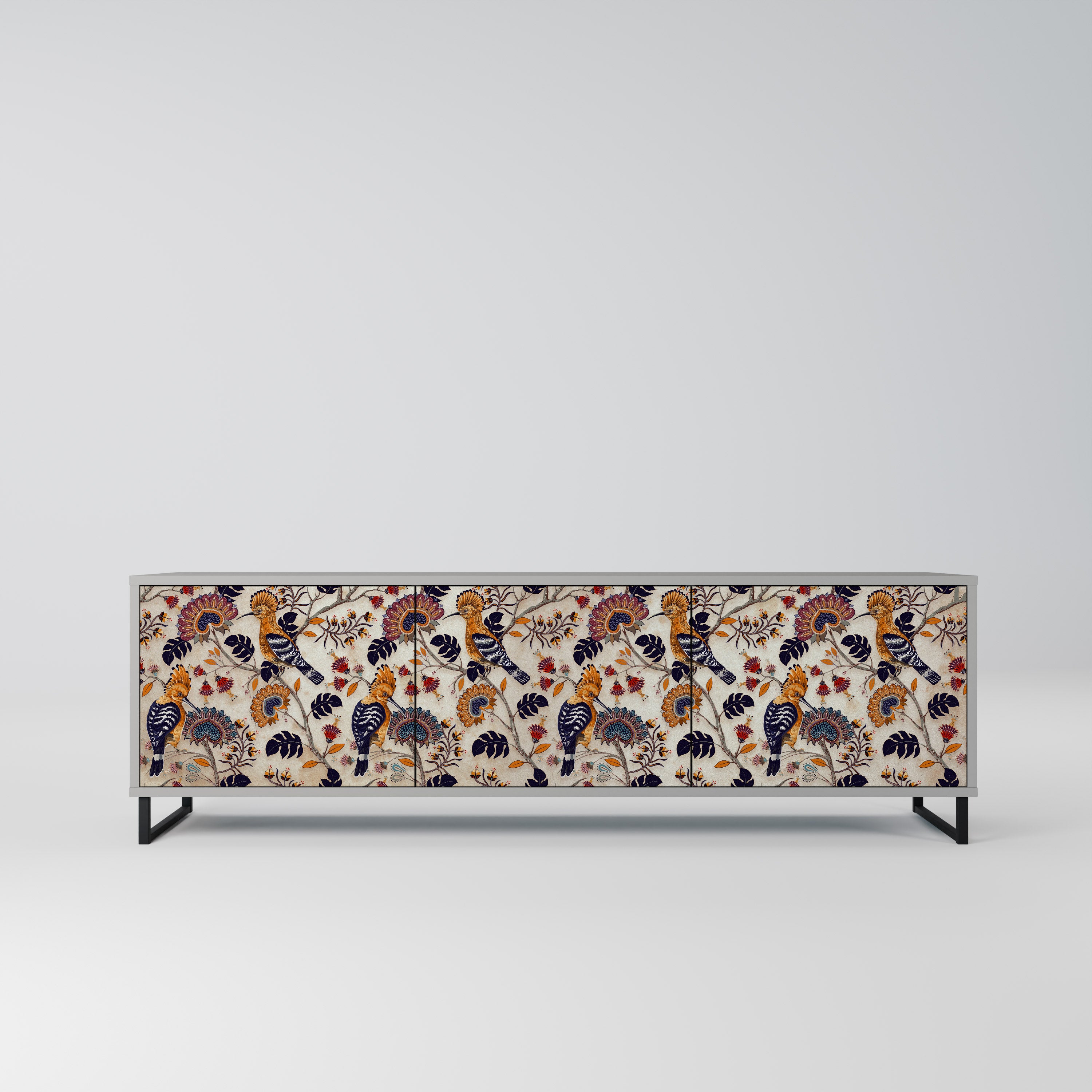 EMINENT HOOPOE 3-Door TV Stand in Grey Finish